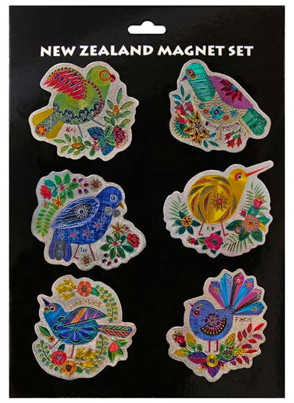 6 Pack Foil Magnets - Retro Birds