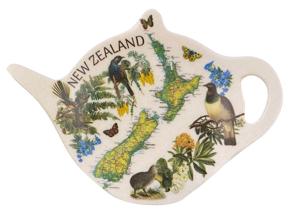 Bamboo Tea Bag Holder - NZ Map Main image