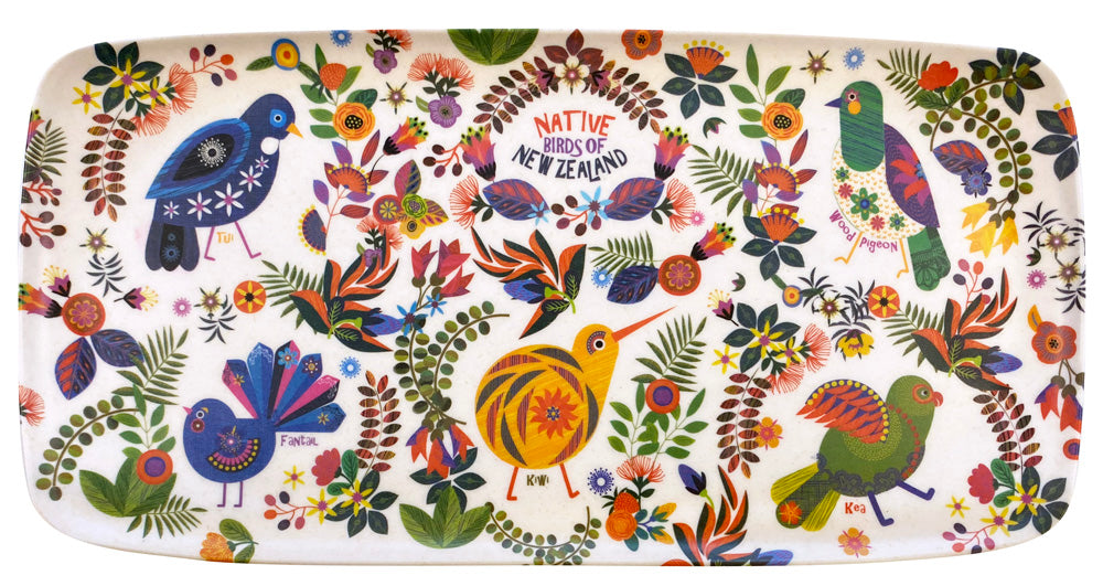 Bamboo Tray - Retro Birds