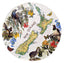 NZ Vintage Map Circle Coaster Set - 4 Pack