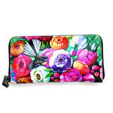 Long Leather Wallet - Fantail And Peonies