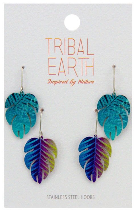 Tribal Earth Hook Earrings 2 Set - Ferns