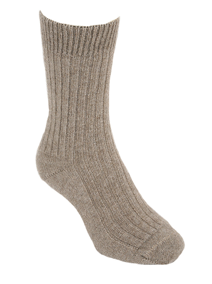 Lothlorian Possum & Merino Unisex Rib Socks, Natural Main image