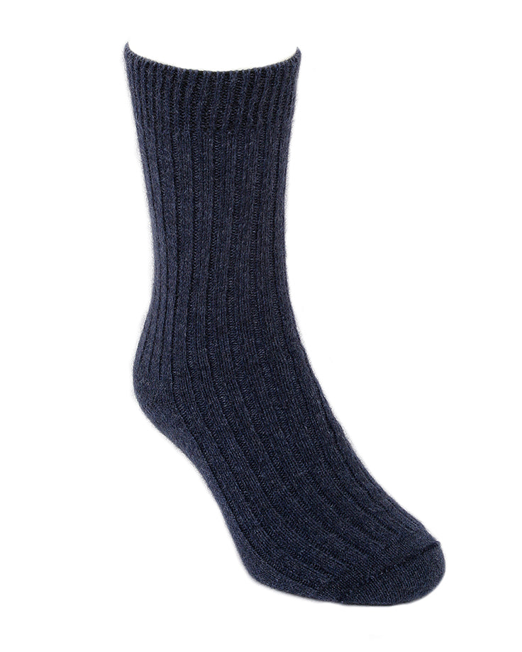 Lothlorian Possum & Merino Unisex Rib Socks, Denim Main image