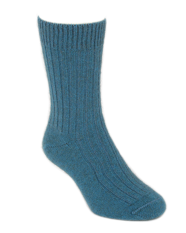 Lothlorian Possum & Merino Unisex Rib Socks, Teal Main image