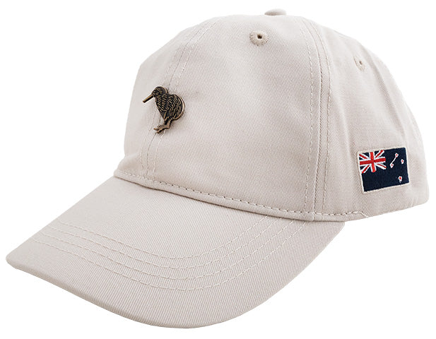 Adults NZ Flag And Metal Kiwi Badge Cap - Beige Main image