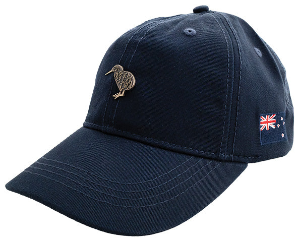 Adults NZ Flag And Metal Kiwi Badge Cap - Navy Main image