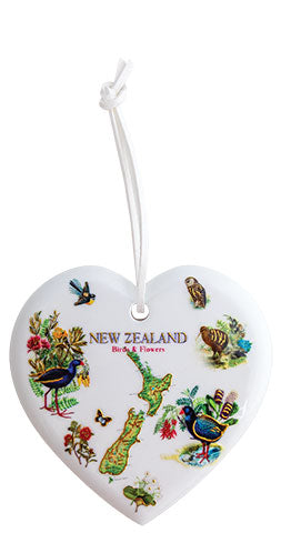 Birds And Flowers Heart Ceramic Wall Hanging Main image