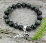 Nephrite Jade Bracelet With Fern Charm