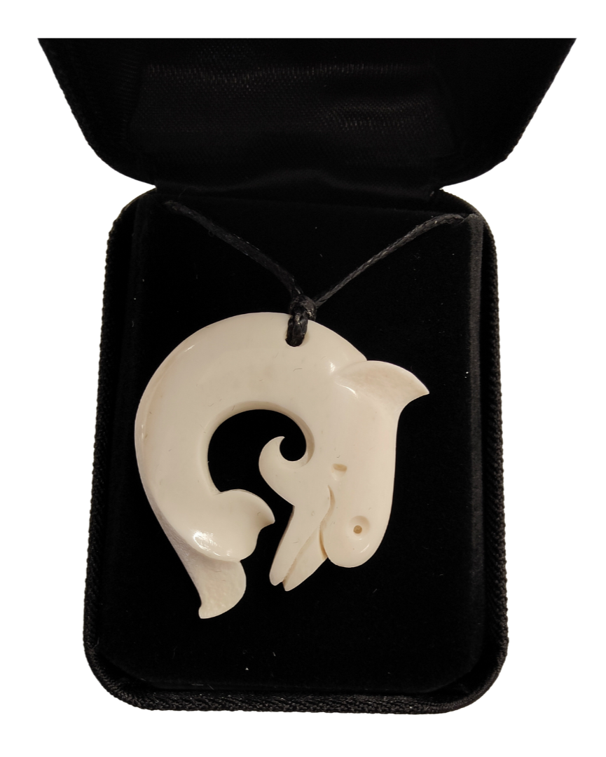 Dolphin Bone Carving - Carved by Peter Mitchell, NZ - #S/025