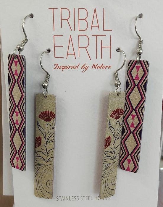 Tribal Earth Pohutukawa Drop Earrings Set x2 Designs Main image