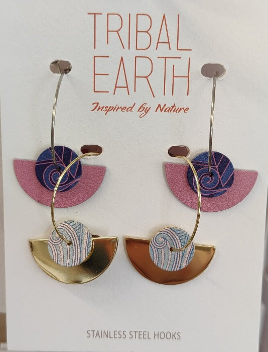 Tribal Earth Hoop Earrings 2 Set - Koru Main image