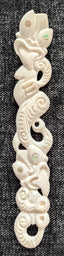 Double Tiki Bone Carving Necklace - 190mm - Carved by Joseph, NZ - #08