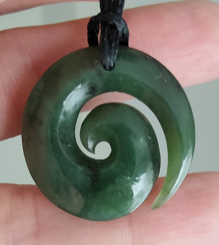 NZ Greenstone Smaller Koru Carving 27mm #29 Main image