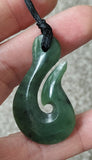 NZ Greenstone Hook Pendant - 40mm - #11