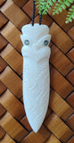 Tiki Taiaha Bone Carving With Paua Eyes #003