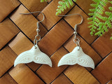 Whale Tail Bone Carving Earrings 29mm #001