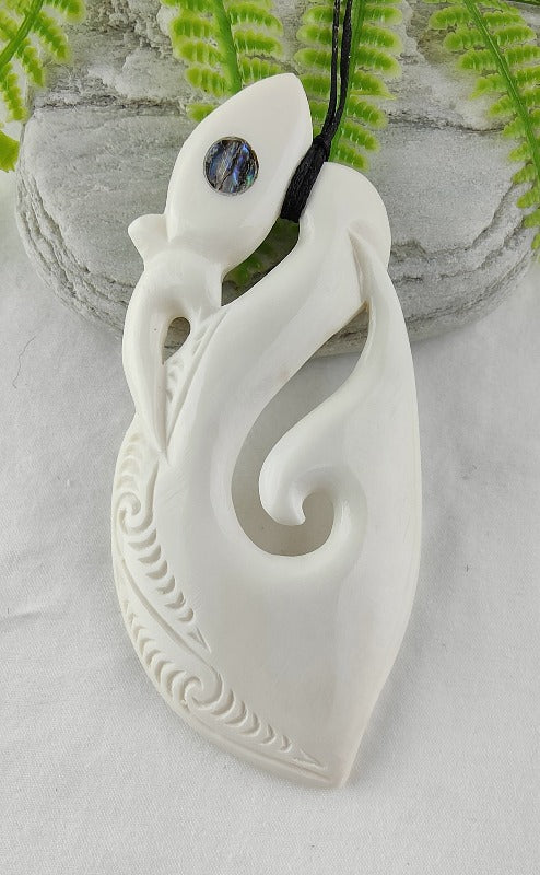 Manaia Bone Carving - 95mm - Carved by Joseph, NZ - #10 Main image