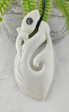 Manaia Bone Carving - 95mm - Carved by Joseph, NZ - #10