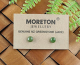 NZ Greenstone Stud Earrings - 5mm #28