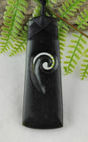 NZ Greenstone Toki With Koru Carving 89mm #56B