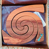 Rimu Wood 3 in 1 Tablemats with Paua Inlay - NZ Map