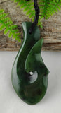 NZ Greenstone Matau Hook Carving 70mm #99