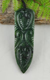 NZ Greenstone Large Tongue With Koru Design 110mm - #48
