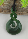 NZ Greenstone Double Twist With Koru - 39mm #54