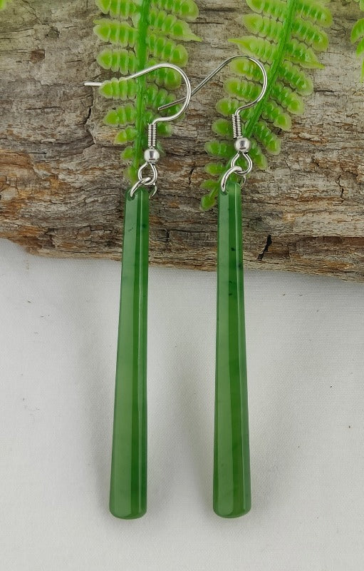 NZ Pounamu Roimata Earrings - 67mm long - SALE!