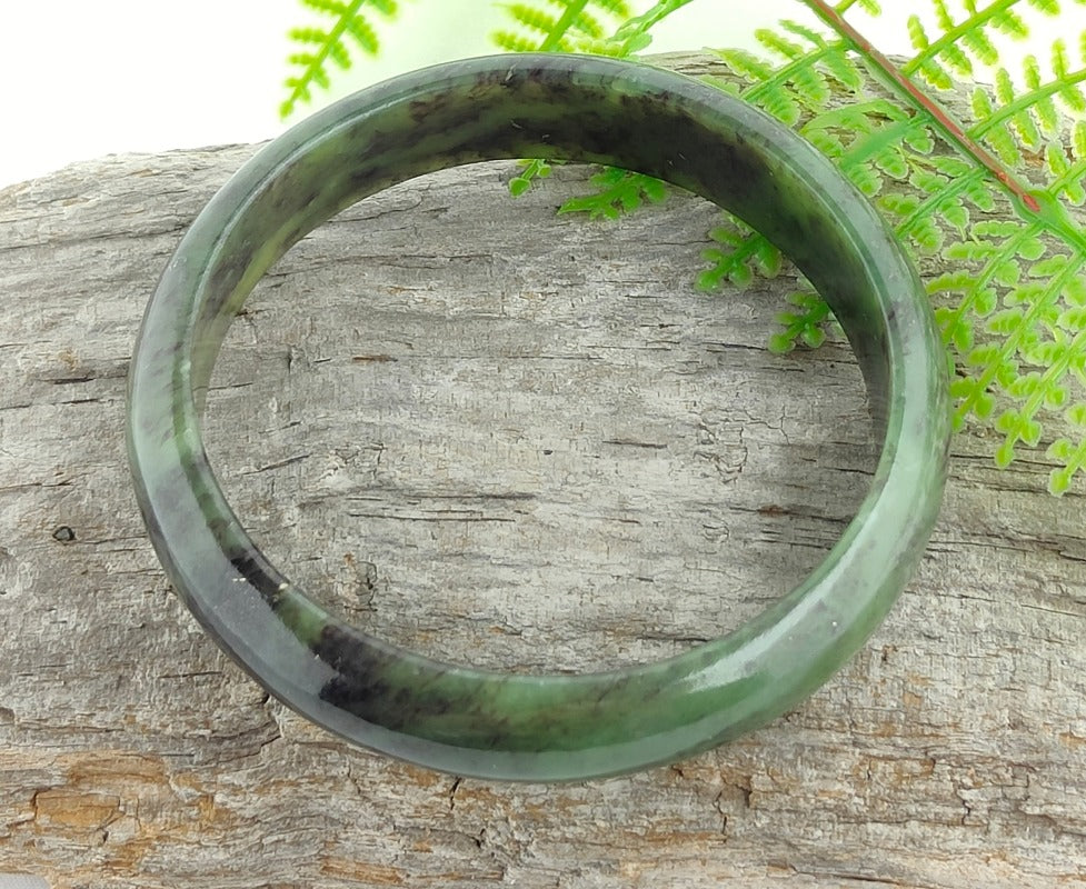 NZ Pounamu Greenstone Wide Bangle - NZ Made Secondary image