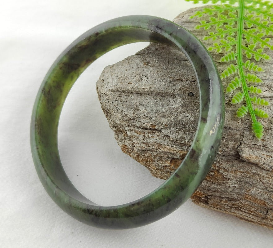 NZ Pounamu Greenstone Wide Bangle - NZ Made Main image