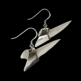 Sterling Silver Capped Facing Forward Mako Shark Teeth Earrings #362