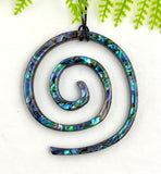 Large Paua Koru Necklace - NZ Made