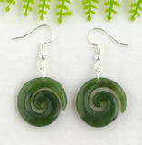 NZ Greenstone Closed Koru Earrings 20mm #81 - Deane Moreton