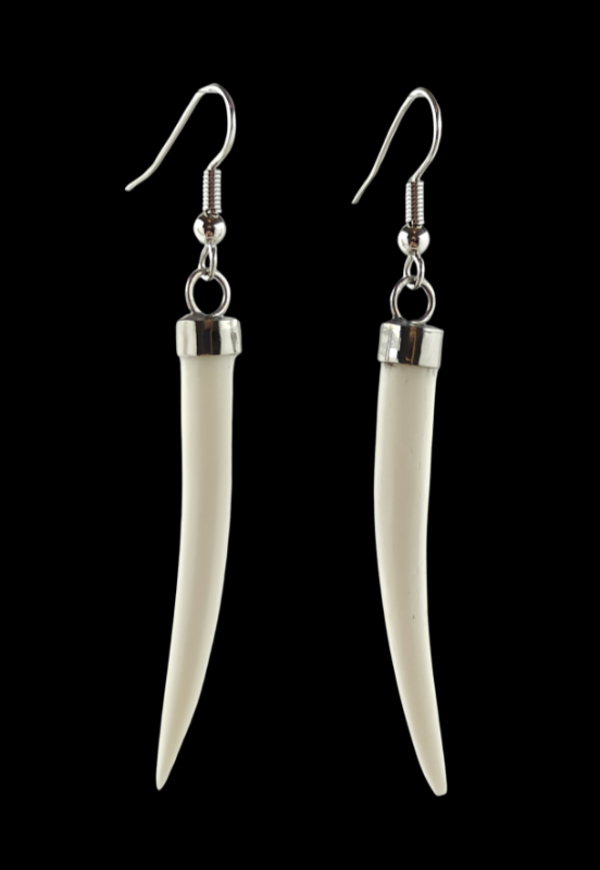 Bone Carving With Metal Cap Earrings Main image