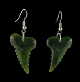 NZ Greenstone Shark Tooth Earrings 33mm #80