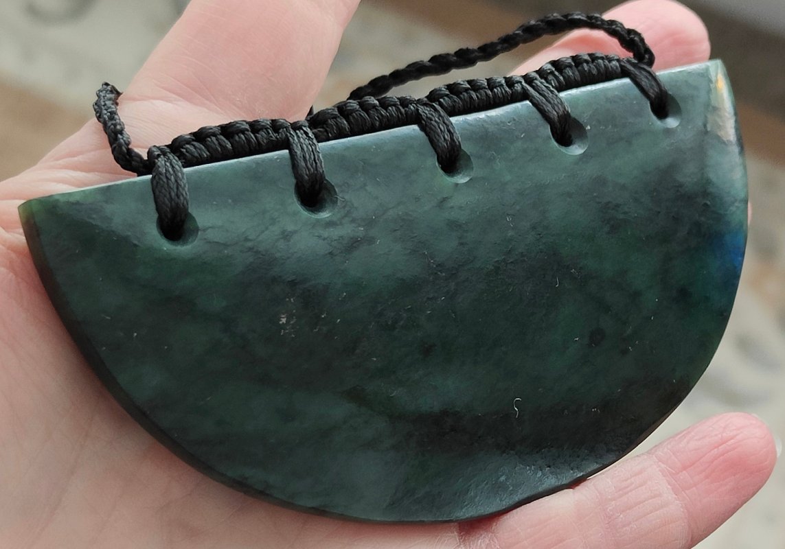 NZ Greenstone Breast Plate Pendant #15B Secondary image