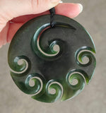 NZ Greenstone 6 Koru Carving 70mm