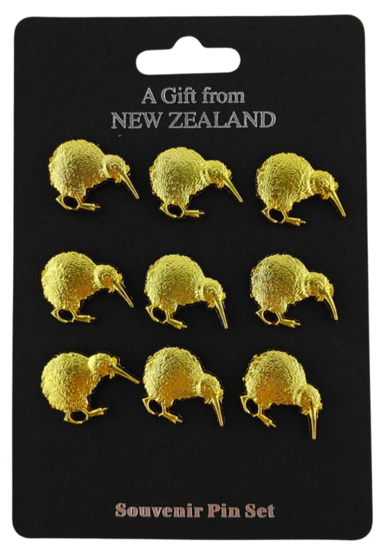 9 Pack Gold Kiwi Badge Pins #B46 + BULK DEAL!