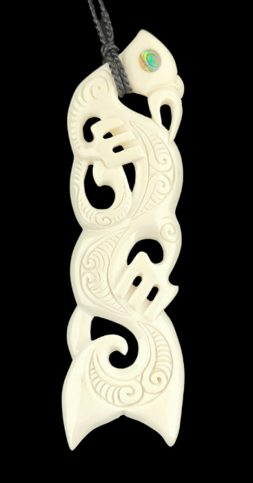 Large Manaia Bone Carving Necklace - 144mm #4 Main image