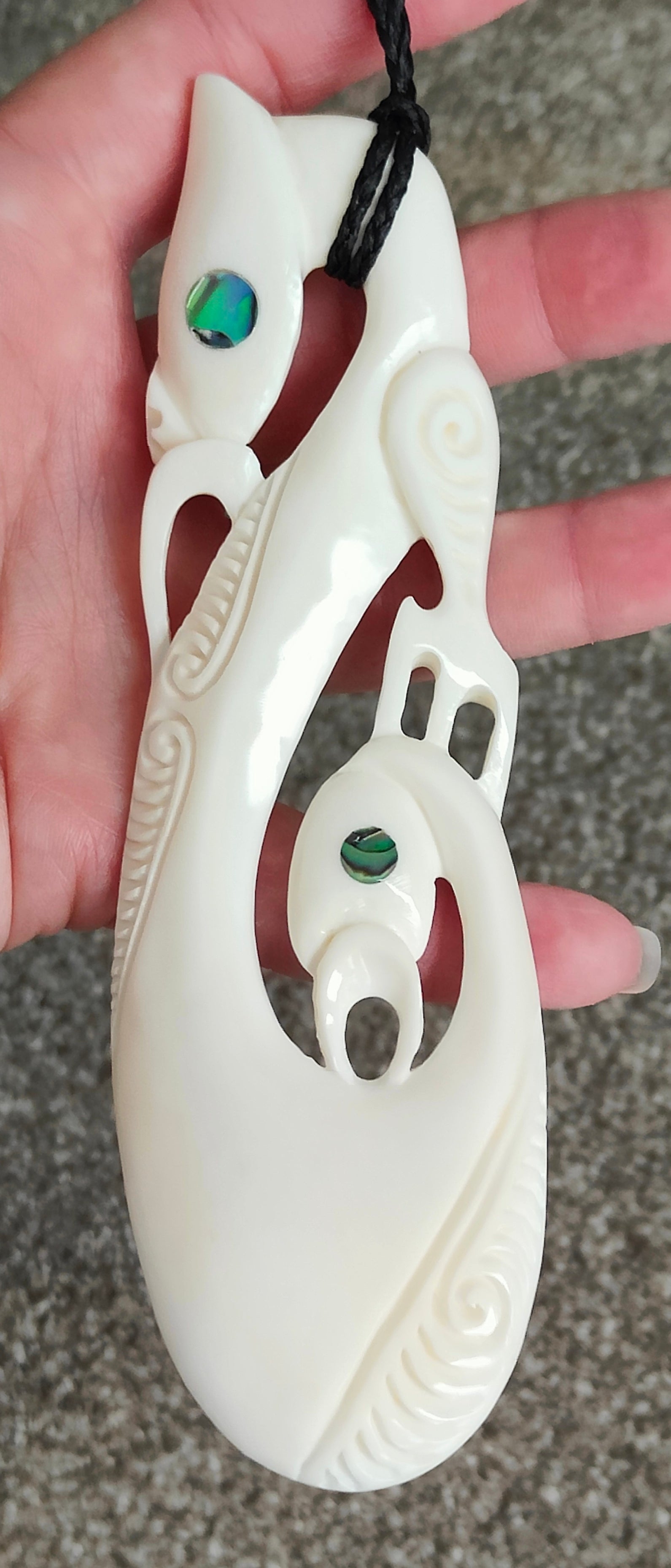 Large Manaia Bone Carving Necklace - 140mm #1 Secondary image