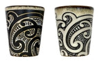 2 Pack Maori Tattoo Ceramic Shot Glass Set - Black And White