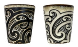 2 Pack Maori Tattoo Design Shot Glass Set - Black And White