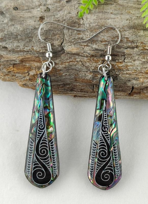 Paua Drop Design Earrings #12 Main image