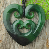 NZ Greenstone Large 4 Koru Heart - 62mm #05