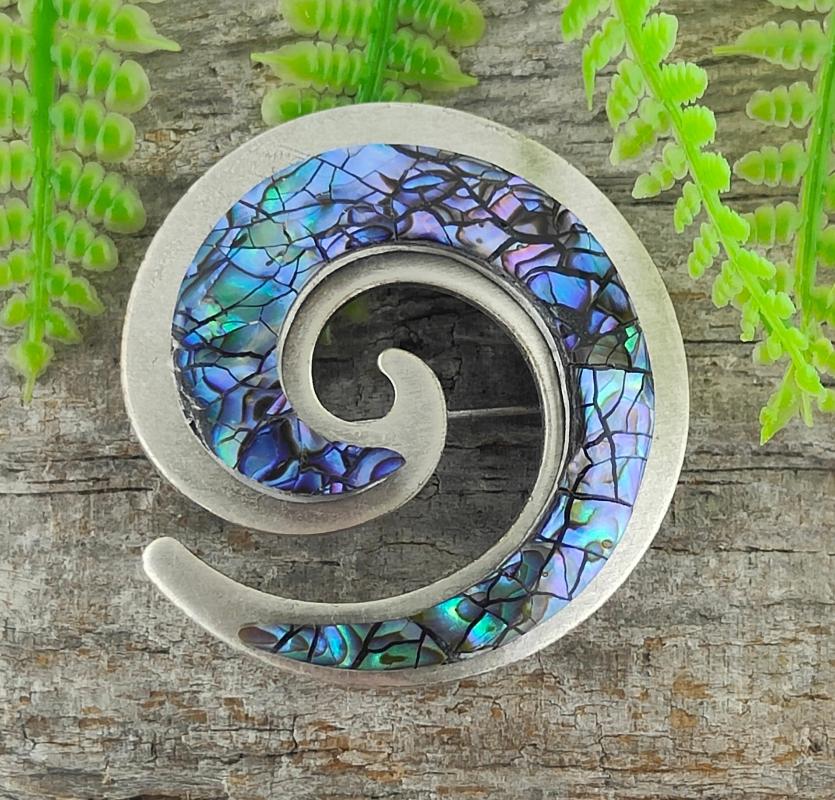 Paua Koru Brooch