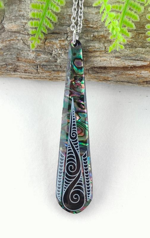 Paua And Koru Design Necklace #12 Main image