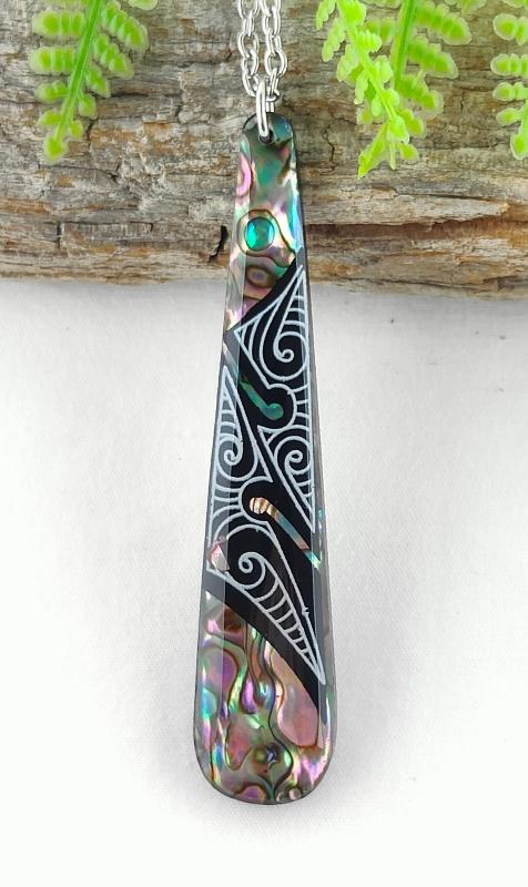 Paua And Koru Design Necklace #11 Main image