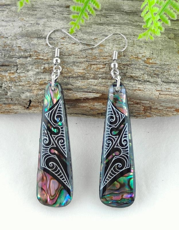 Paua And Koru Design Earrings #11 Main image
